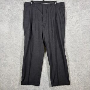 Brooks Brothers Brooksease Wool Dress Pants Pinstripe Pleated Front Gray‎ 38x27